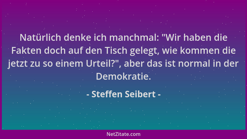 Steffen Seibert - Natürlich denke ich manchmal:  "Wir haben die Fakten doch auf den Tisch gelegt, wie kommen die jetzt zu so...