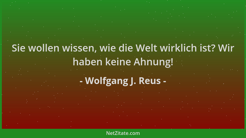 Wolfgang J. Reus - Sie wollen wissen, wie die Welt wirklich ist? Wir haben keine Ahnung!...