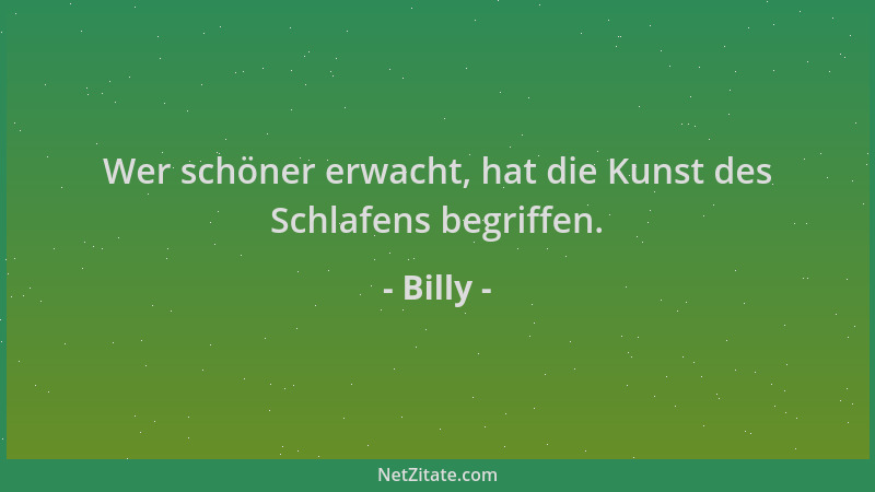 Billy - Wer schöner erwacht, hat die Kunst des Schlafens begriffen....