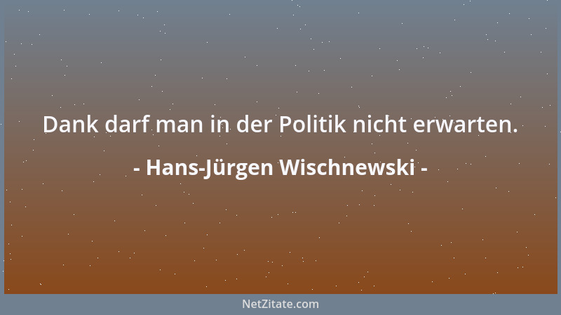 Hans-Jürgen Wischnewski - Dank darf man in der Politik nicht erwarten....