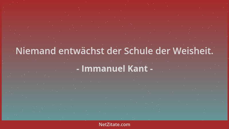Immanuel Kant - Niemand entwächst der Schule der Weisheit....