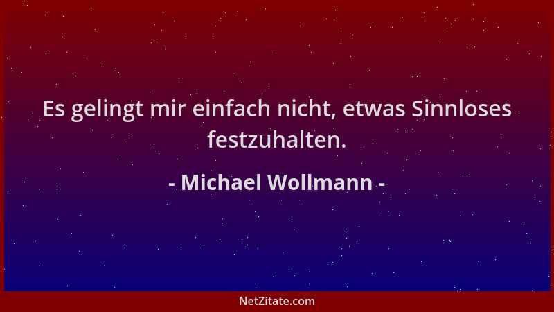 Michael Wollmann - Es gelingt mir einfach nicht, etwas Sinnloses festzuhalten....