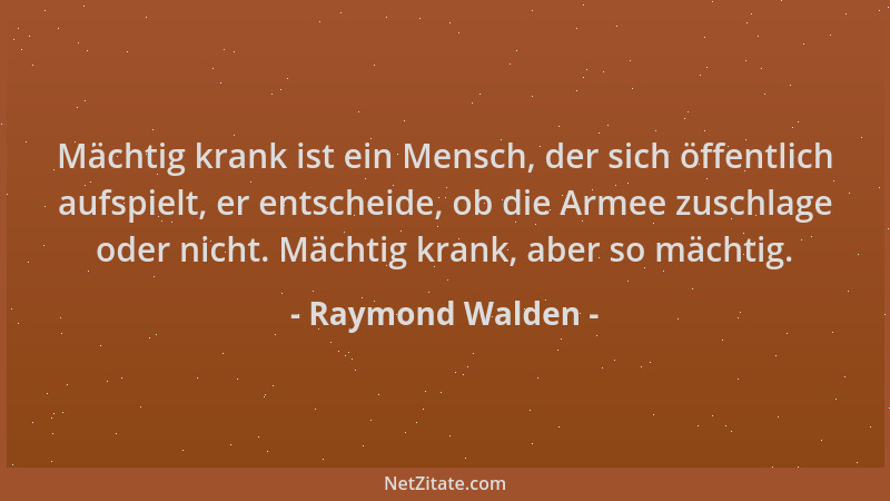 Raymond Walden - Mächtig krank ist ein Mensch, der sich öffentlich aufspielt, er entscheide, ob die Armee zuschlage oder ni...