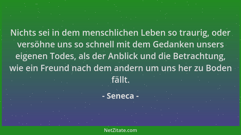 Seneca - Nichts sei in dem menschlichen Leben so traurig, oder versöhne uns so schnell mit dem Gedanken unsers eigenen Tode...