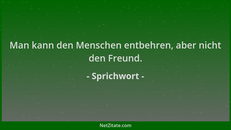 Sprichwort - Man kann den Menschen entbehren, aber nicht den Freund....