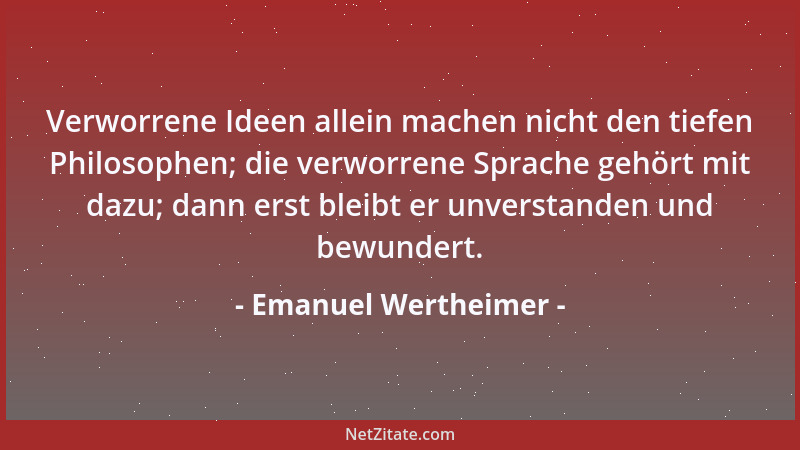 Emanuel Wertheimer - Jeder überschätzt seinen Wohltätigkeitssinn....
