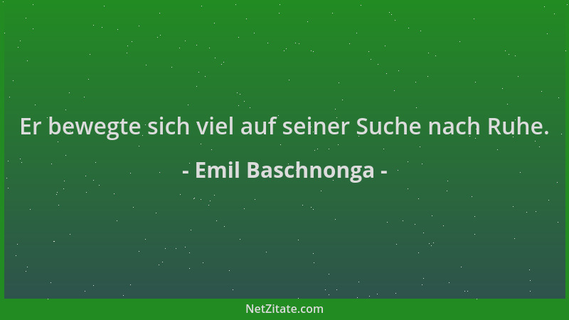 Emil Baschnonga - Er bewegte sich viel auf seiner Suche nach Ruhe....