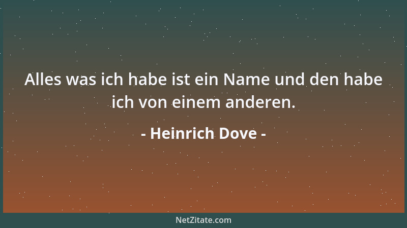 Heinrich Dove - Alles was ich habe ist ein Name und den habe ich von einem anderen....