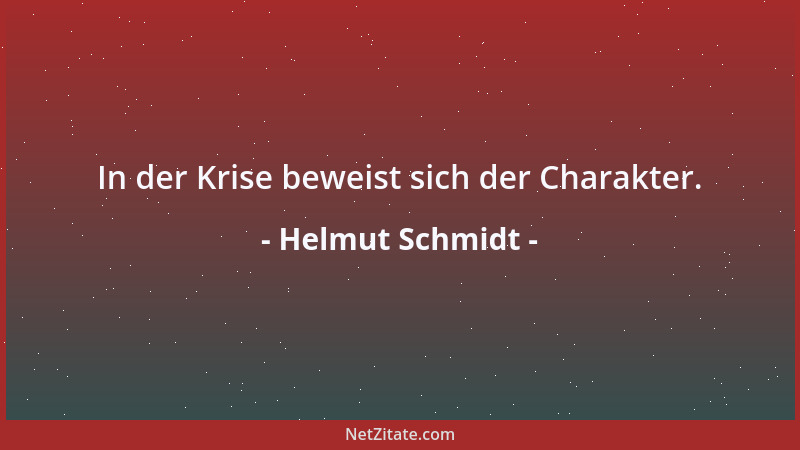 Helmut Schmidt - In der Krise beweist sich der Charakter....
