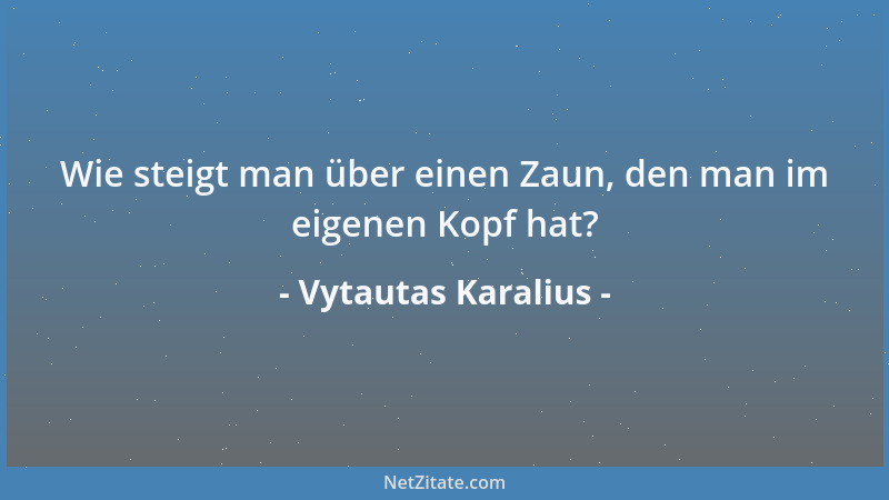 Vytautas Karalius - Wie steigt man über einen Zaun, den man im eigenen Kopf hat?...