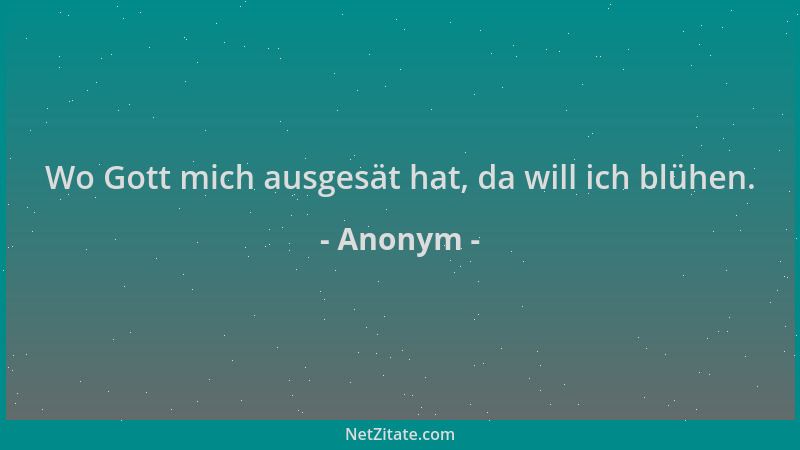 Anonym - Wo Gott mich ausgesät hat, da will ich blühen....