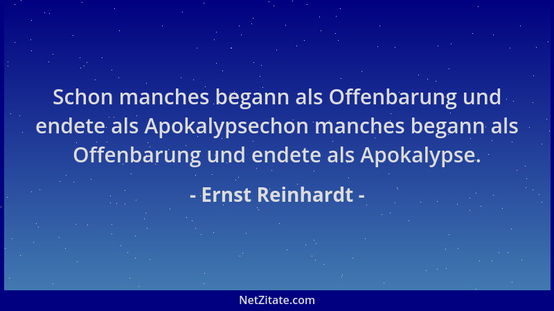Ernst Reinhardt - Schon manches begann als Offenbarung und endete als Apokalypsechon manches begann als Offenbarung und end...