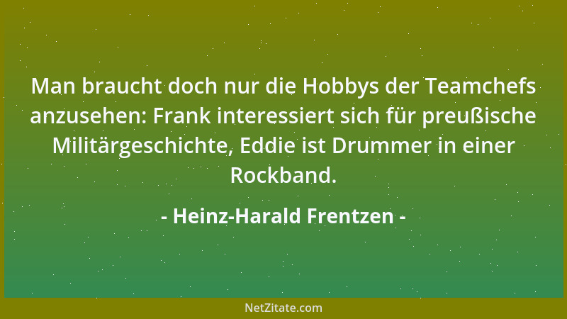 Heinz-Harald Frentzen - Man braucht doch nur die Hobbys der Teamchefs anzusehen: Frank interessiert sich für preußische Mil...