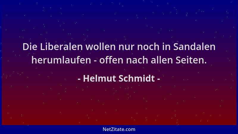 Helmut Schmidt - Die Liberalen wollen nur noch in Sandalen herumlaufen - offen nach allen Seiten....