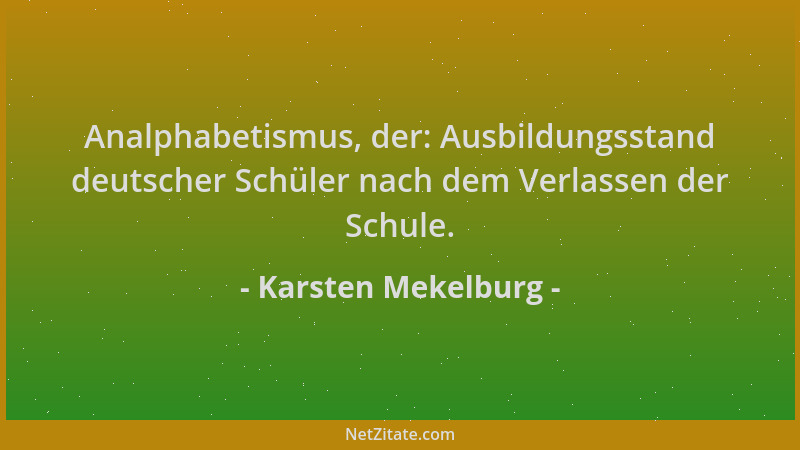 Karsten Mekelburg - Analphabetismus, der: Ausbildungsstand deutscher Schüler nach dem Verlassen der Schule....