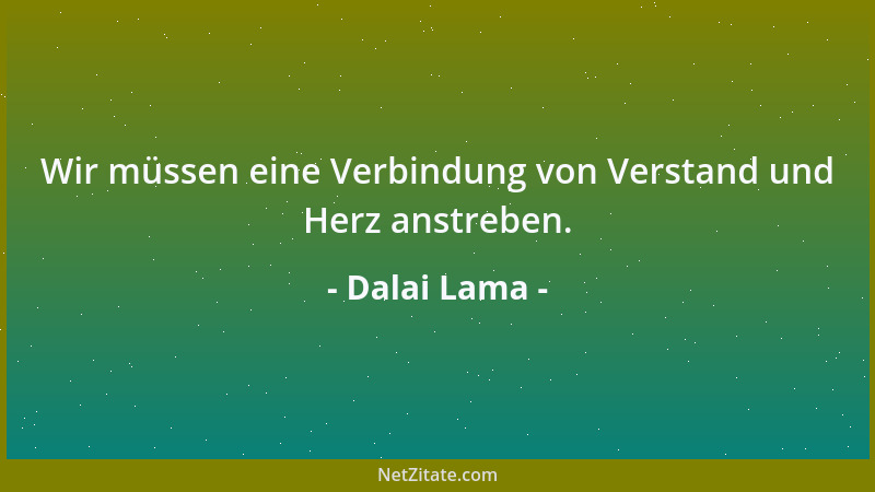 Dalai Lama - Wir müssen eine Verbindung von Verstand und Herz anstreben....