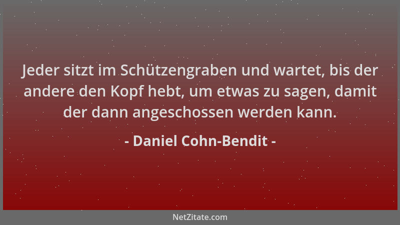 Daniel Cohn-Bendit - Jeder sitzt im Schützengraben und wartet, bis der andere den Kopf hebt, um etwas zu sagen, damit der d...
