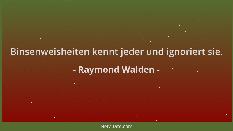 Raymond Walden - Binsenweisheiten kennt jeder und ignoriert sie....