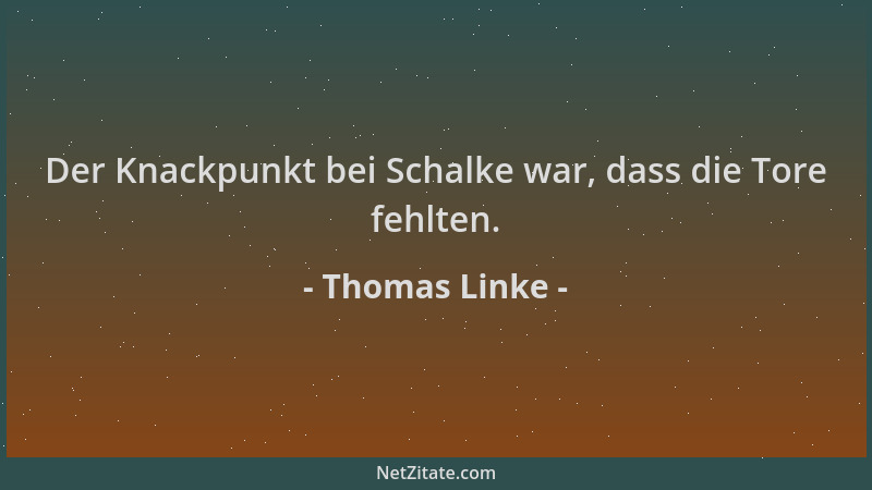 Thomas Linke - Der Knackpunkt bei Schalke war, dass die Tore fehlten....