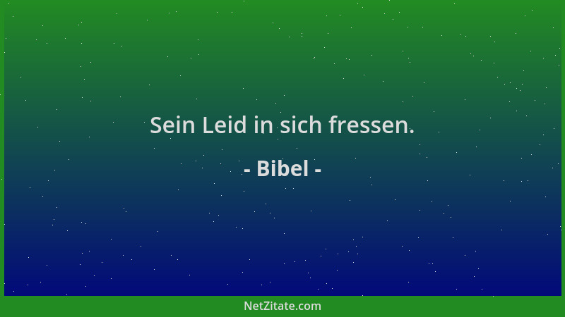 Bibel - Sein Leid in sich fressen....