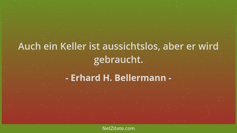 Erhard H. Bellermann - Auch ein Keller ist aussichtslos, aber er wird gebraucht....