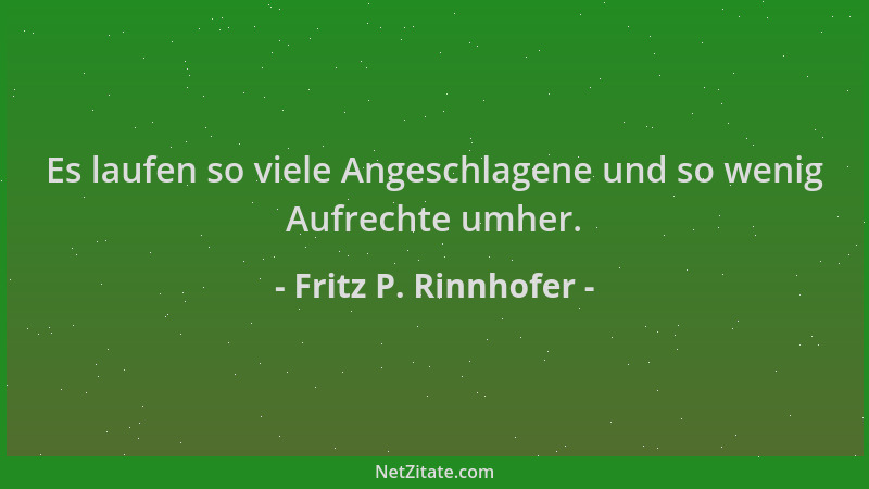 Fritz P. Rinnhofer - Es laufen so viele Angeschlagene und so wenig Aufrechte umher....