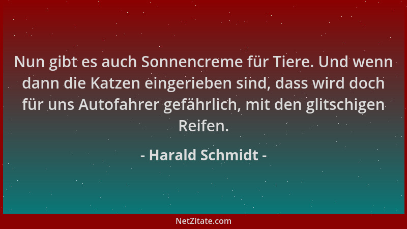 Harald Schmidt - Nun gibt es auch Sonnencreme für Tiere. Und wenn dann die Katzen eingerieben sind, dass wird doch für uns...