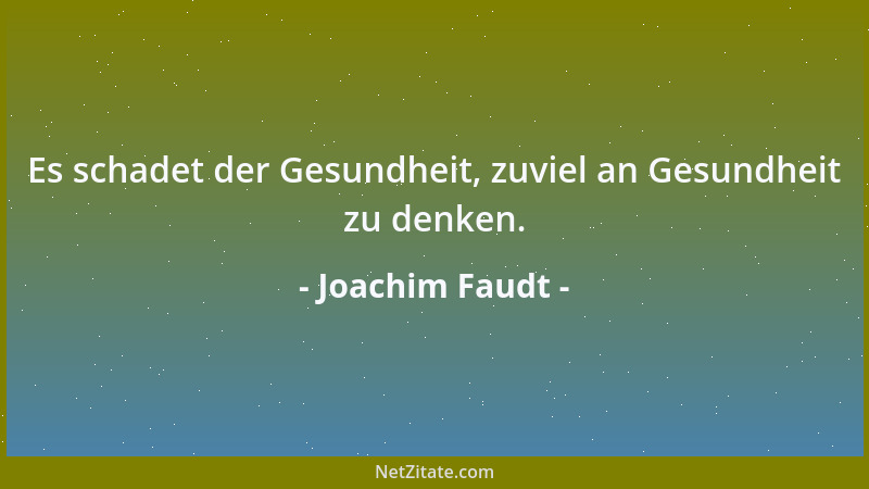 Joachim Faudt - Es schadet der Gesundheit, zuviel an Gesundheit zu denken....