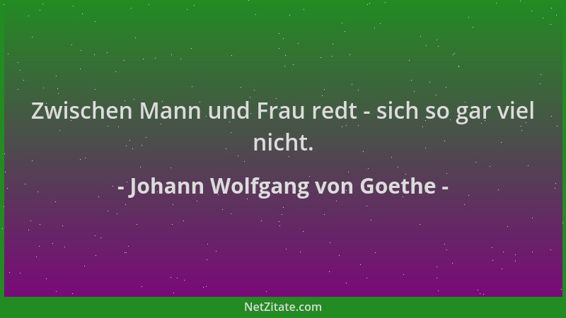 Johann Wolfgang von Goethe - Zwischen Mann und Frau redt - sich so gar viel nicht....