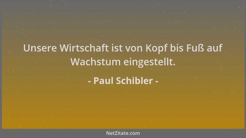 Paul Schibler - Unsere Wirtschaft ist von Kopf bis Fuß auf Wachstum eingestellt....