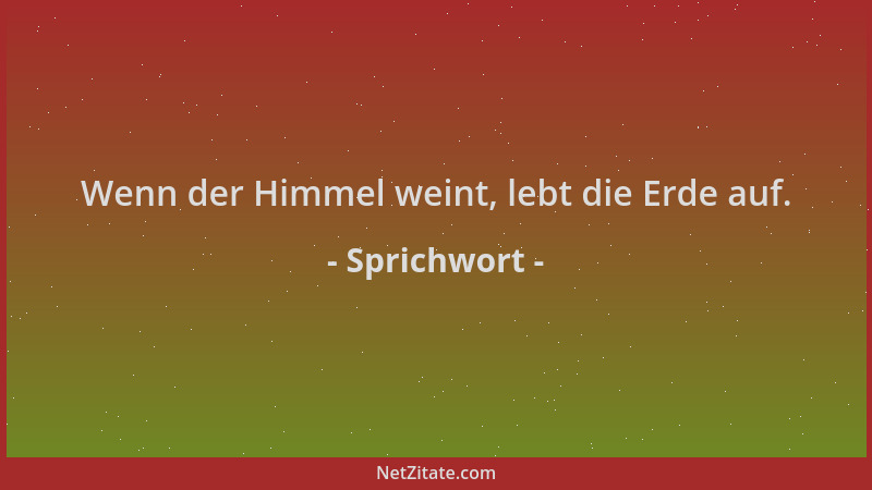 Sprichwort - Wenn der Himmel weint, lebt die Erde auf....
