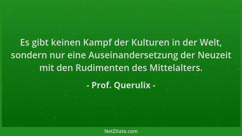 Prof. Querulix - Es gibt keinen Kampf der Kulturen in der Welt, sondern nur eine Auseinandersetzung der Neuzeit mit den Rud...