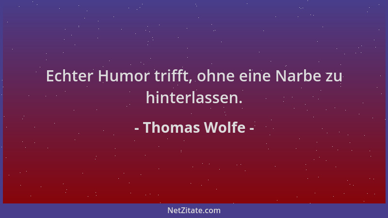 Thomas Wolfe - Echter Humor trifft, ohne eine Narbe zu hinterlassen....