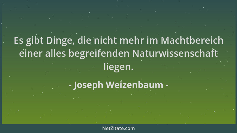 Joseph Weizenbaum - Es gibt Dinge, die nicht mehr im Machtbereich einer alles begreifenden Naturwissenschaft liegen....