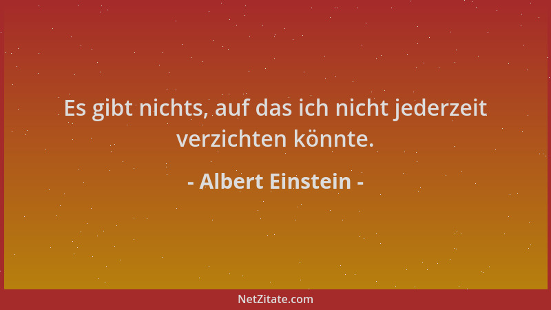 Albert Einstein - Es gibt nichts, auf das ich nicht jederzeit verzichten könnte....