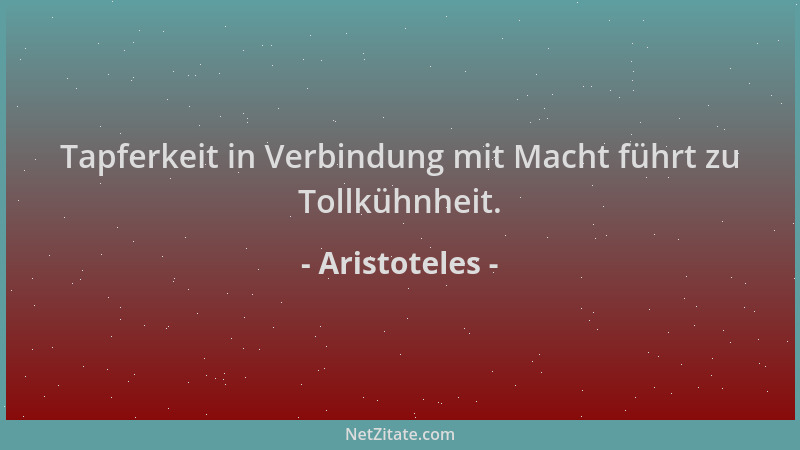 Aristoteles - Tapferkeit in Verbindung mit Macht führt zu Tollkühnheit....