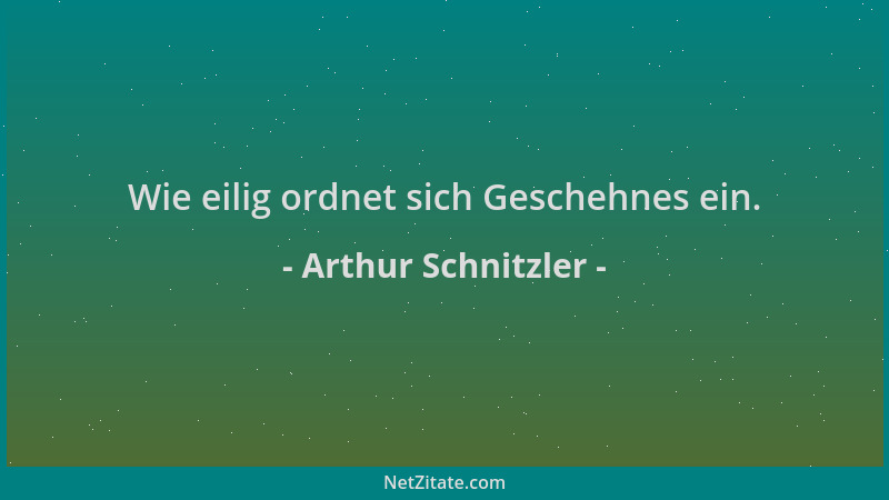 Arthur Schnitzler - Wie eilig ordnet sich Geschehnes ein....