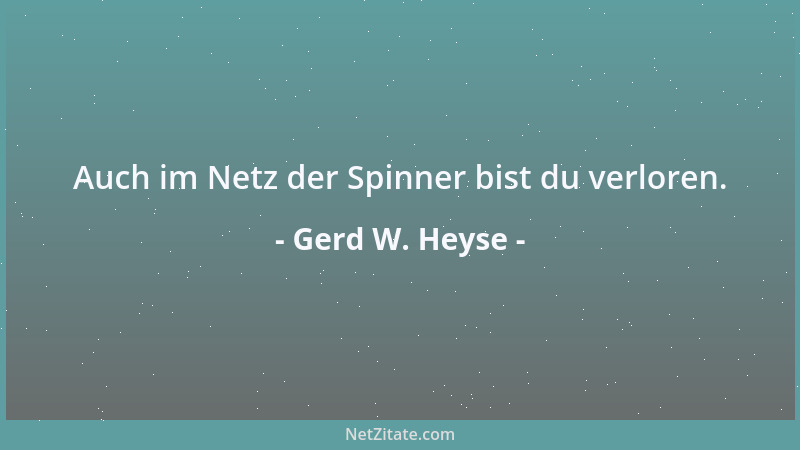 Gerd W. Heyse - Auch im Netz der Spinner bist du verloren....