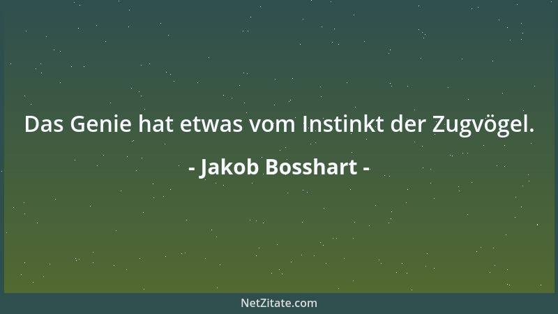 Jakob Bosshart - Das Genie hat etwas vom Instinkt der Zugvögel....