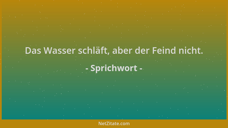 Sprichwort - Das Wasser schläft, aber der Feind nicht....