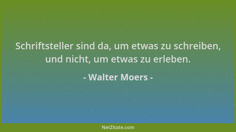 Walter Moers - Schriftsteller sind da, um etwas zu schreiben, und nicht, um etwas zu erleben....