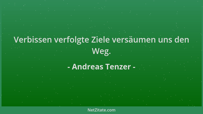 Andreas Tenzer - Verbissen verfolgte Ziele versäumen uns den Weg....