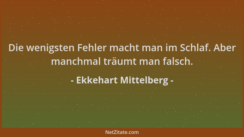Ekkehart Mittelberg - Die wenigsten Fehler macht man im Schlaf. Aber manchmal träumt man falsch....
