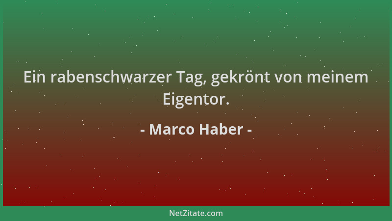 Marco Haber - Ein rabenschwarzer Tag, gekrönt von meinem Eigentor....