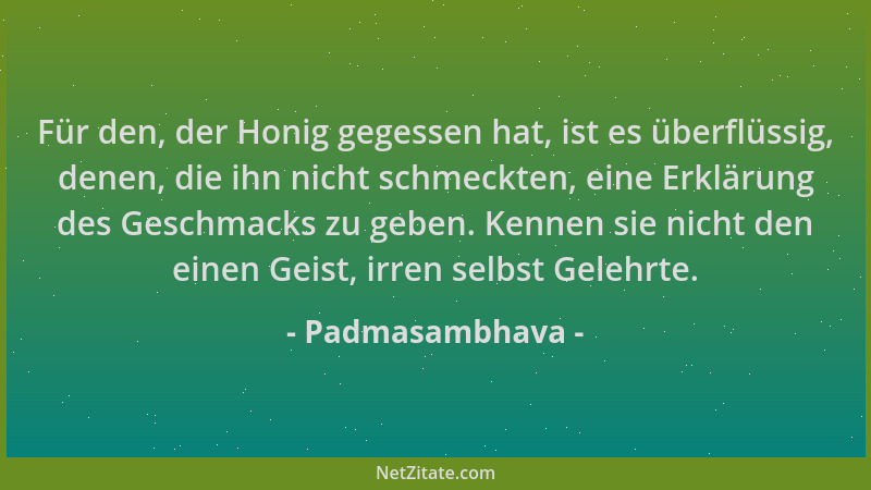 Padmasambhava - Für den, der Honig gegessen hat, ist es überflüssig, denen, die ihn nicht schmeckten, eine Erklärung des Ge...