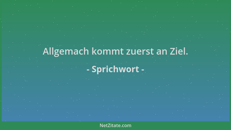 Sprichwort - Allgemach kommt zuerst an Ziel....