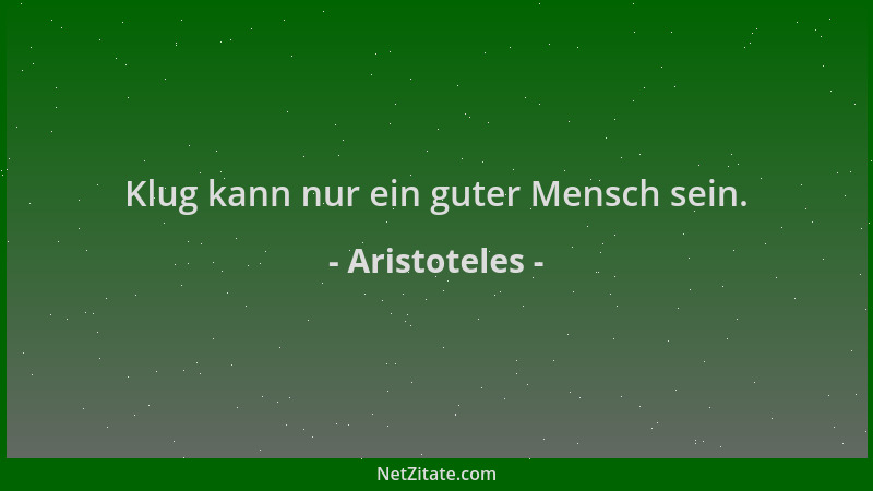 Aristoteles - Klug kann nur ein guter Mensch sein....
