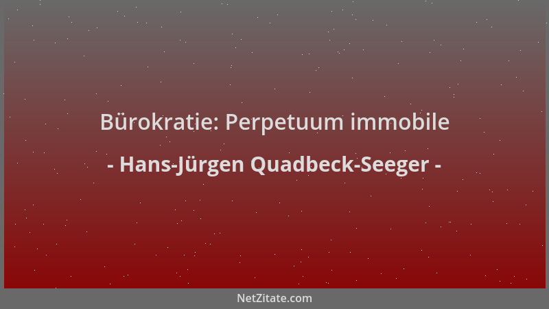 Hans-Jürgen Quadbeck-Seeger - Bürokratie: Perpetuum immobile...