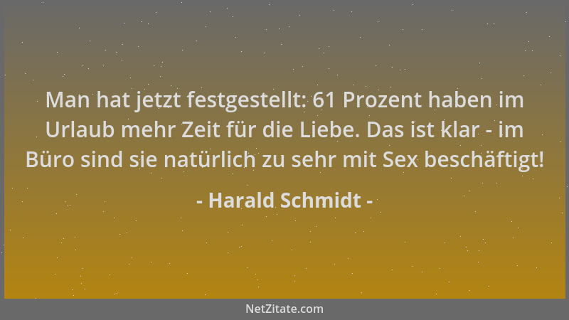 Harald Schmidt - Man hat jetzt festgestellt: 61 Prozent haben im Urlaub mehr Zeit für die Liebe. Das ist klar - im Büro sin...