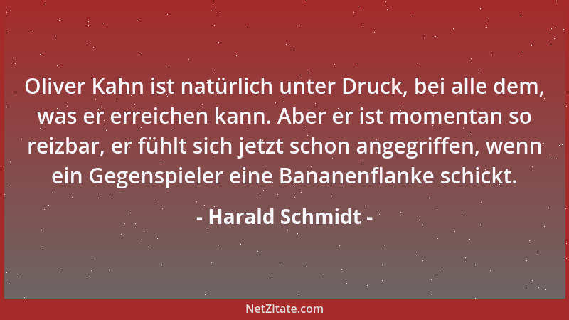 Harald Schmidt - Oliver Kahn ist natürlich unter Druck, bei alle dem, was er erreichen kann. Aber er ist momentan so reizba...